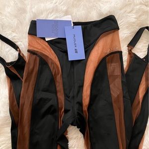 ✯ SIZE 0 Mugler x H&M Mesh Paneled Stirrup Leggings ✯